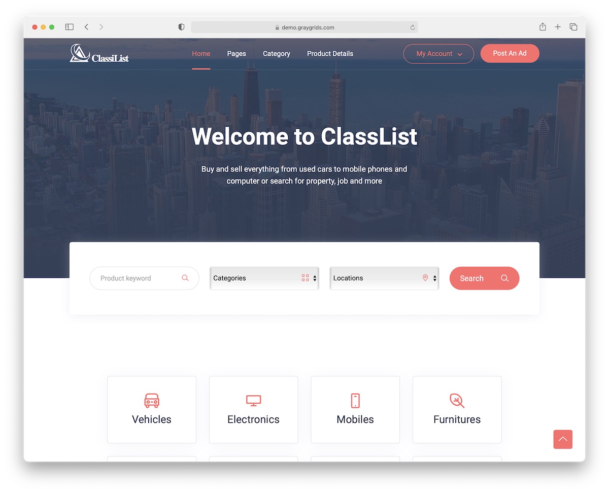 classilist free bootstrap 5 template