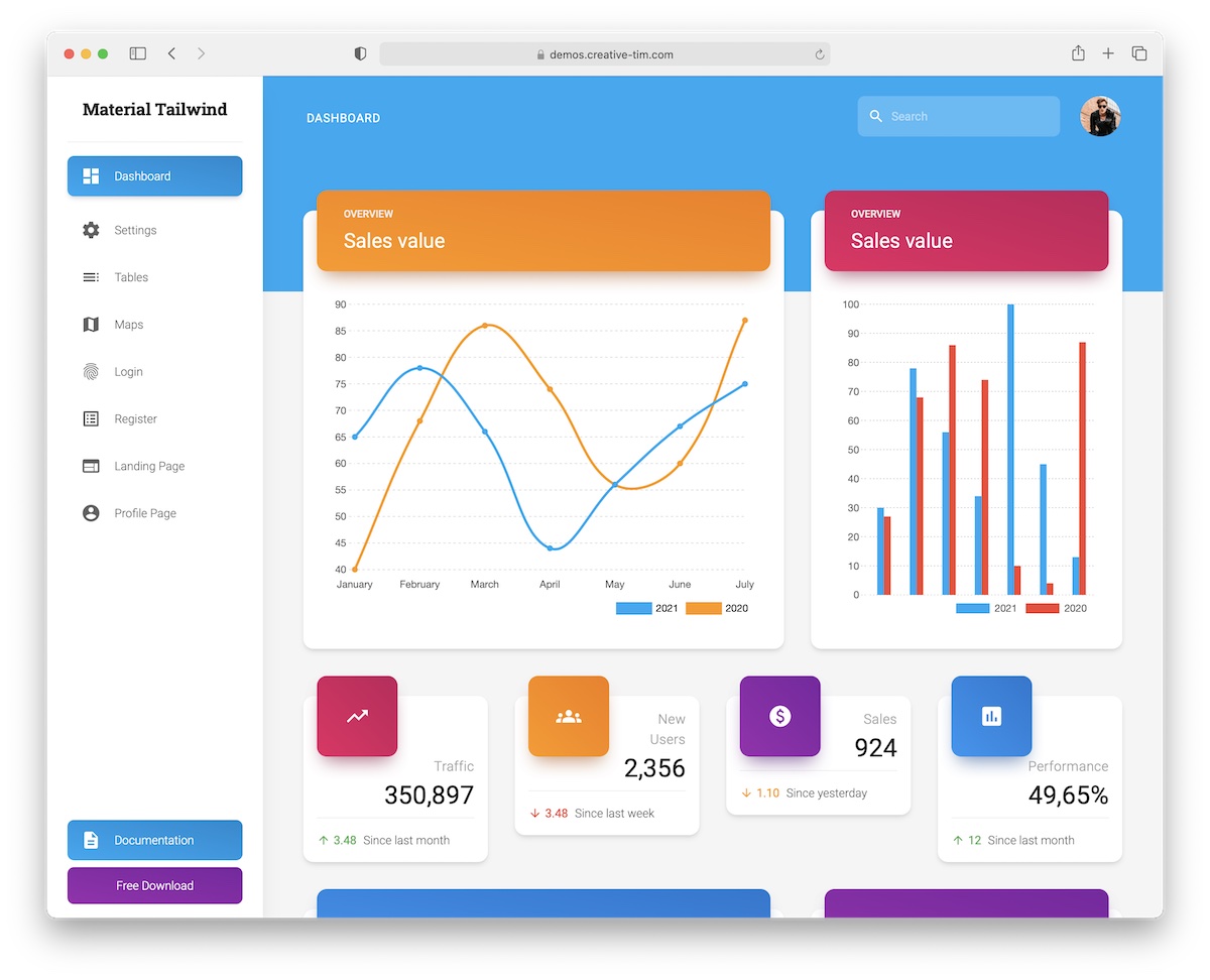 material tailwind dashboard