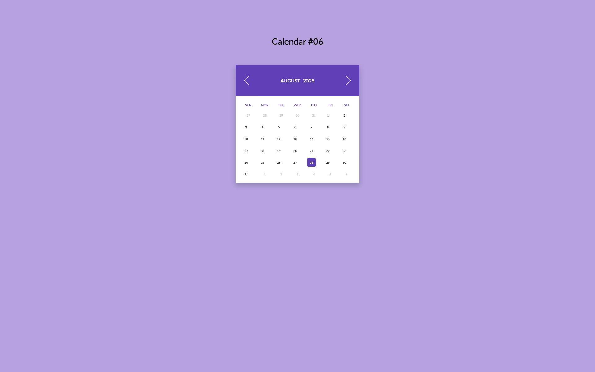 Calendar 06 - Free Bootstrap Calendar Template