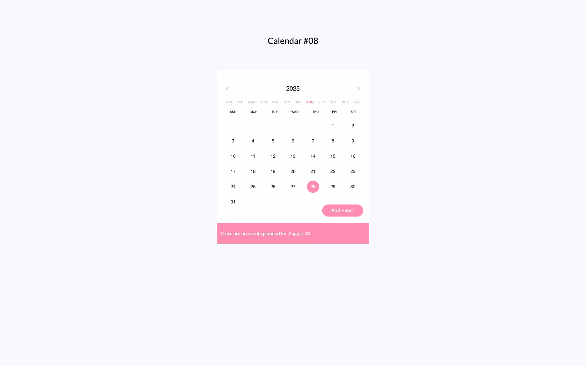 Calendar 08 - Free Bootstrap Calendar Template