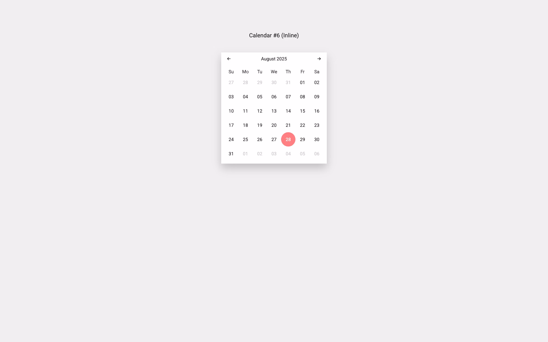 Calendar 16 - Free Bootstrap Calendar Template