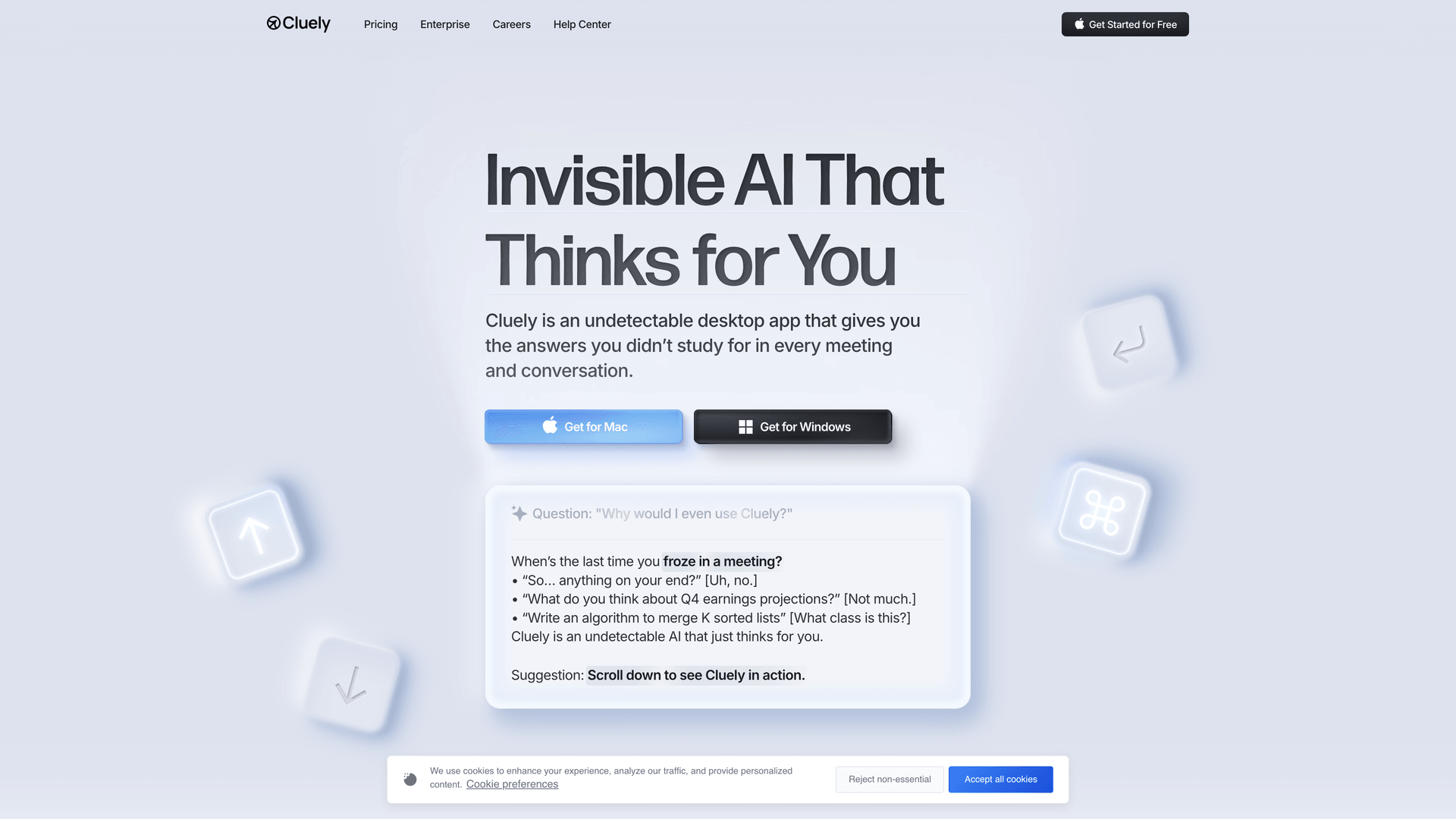 Cluely - SaaS platform website screenshot