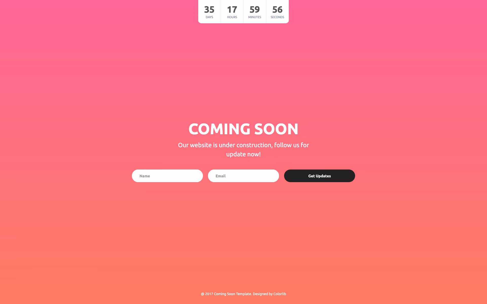 Coming Soon V05 template featuring elegant typography and animated background