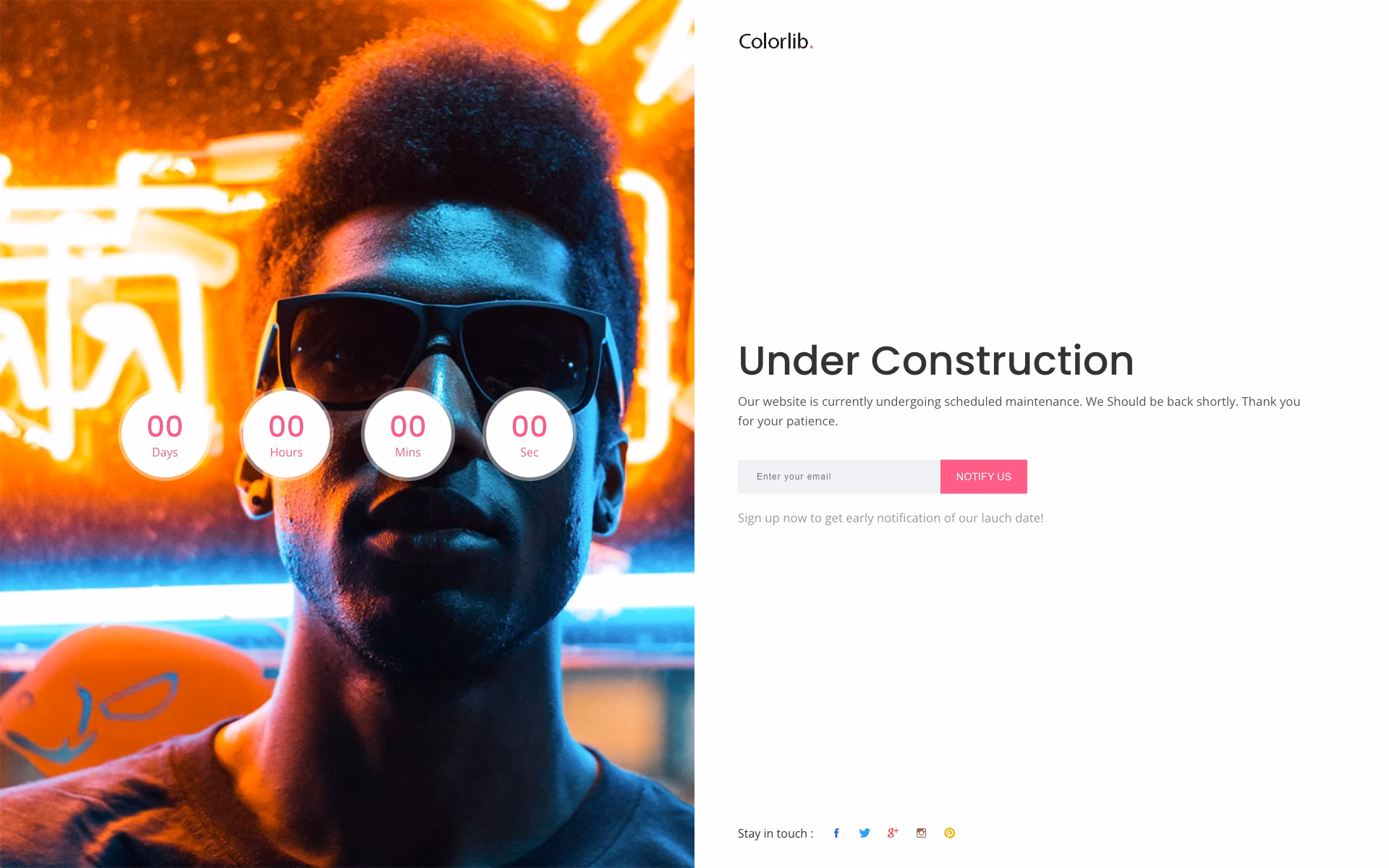 Coming Soon V17 template with particle animation effects and clean layout