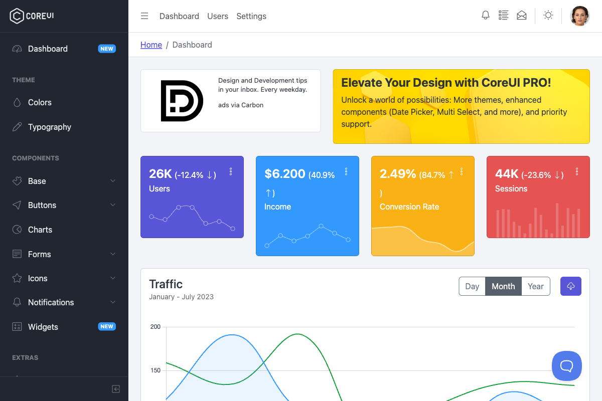 CoreUI Free Screenshot