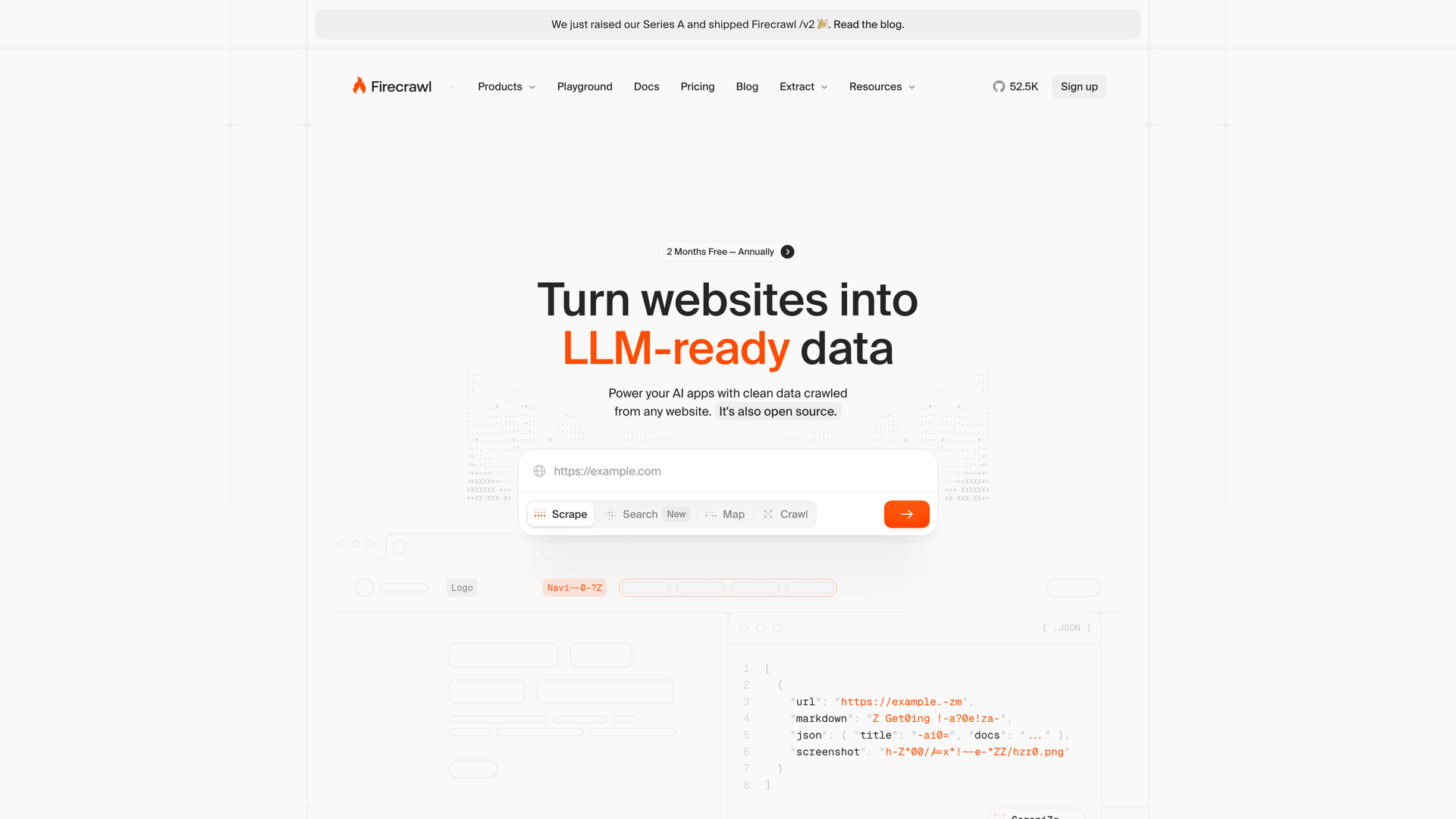 Firecrawl - web scraping API service website screenshot