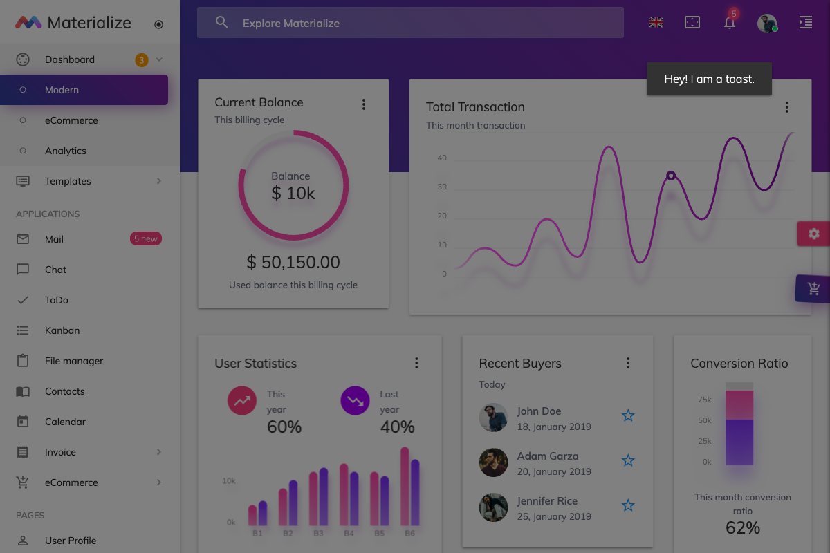 Materialize Screenshot