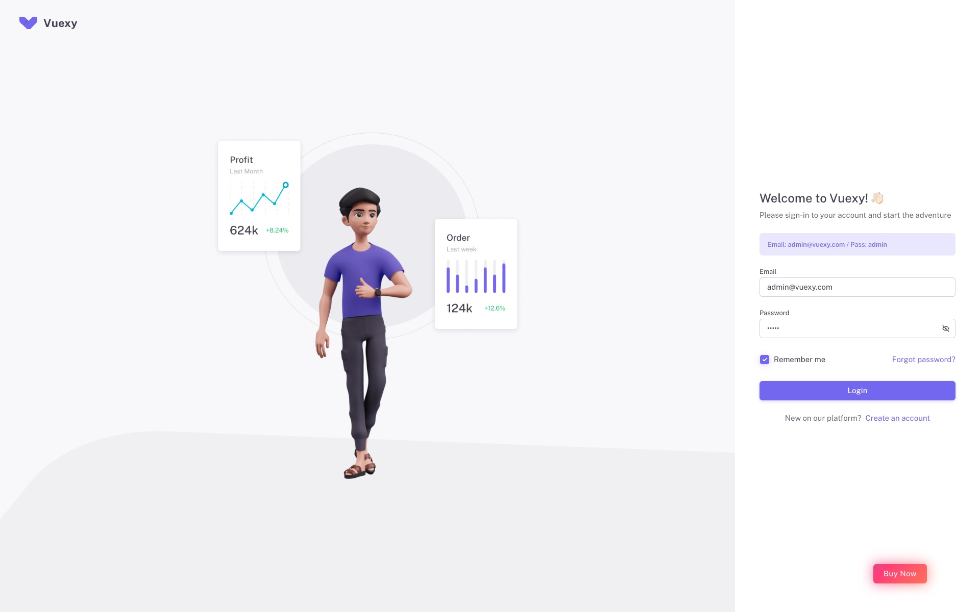 Vuexy React admin dashboard template featuring modern analytics interface with dark and light theme options