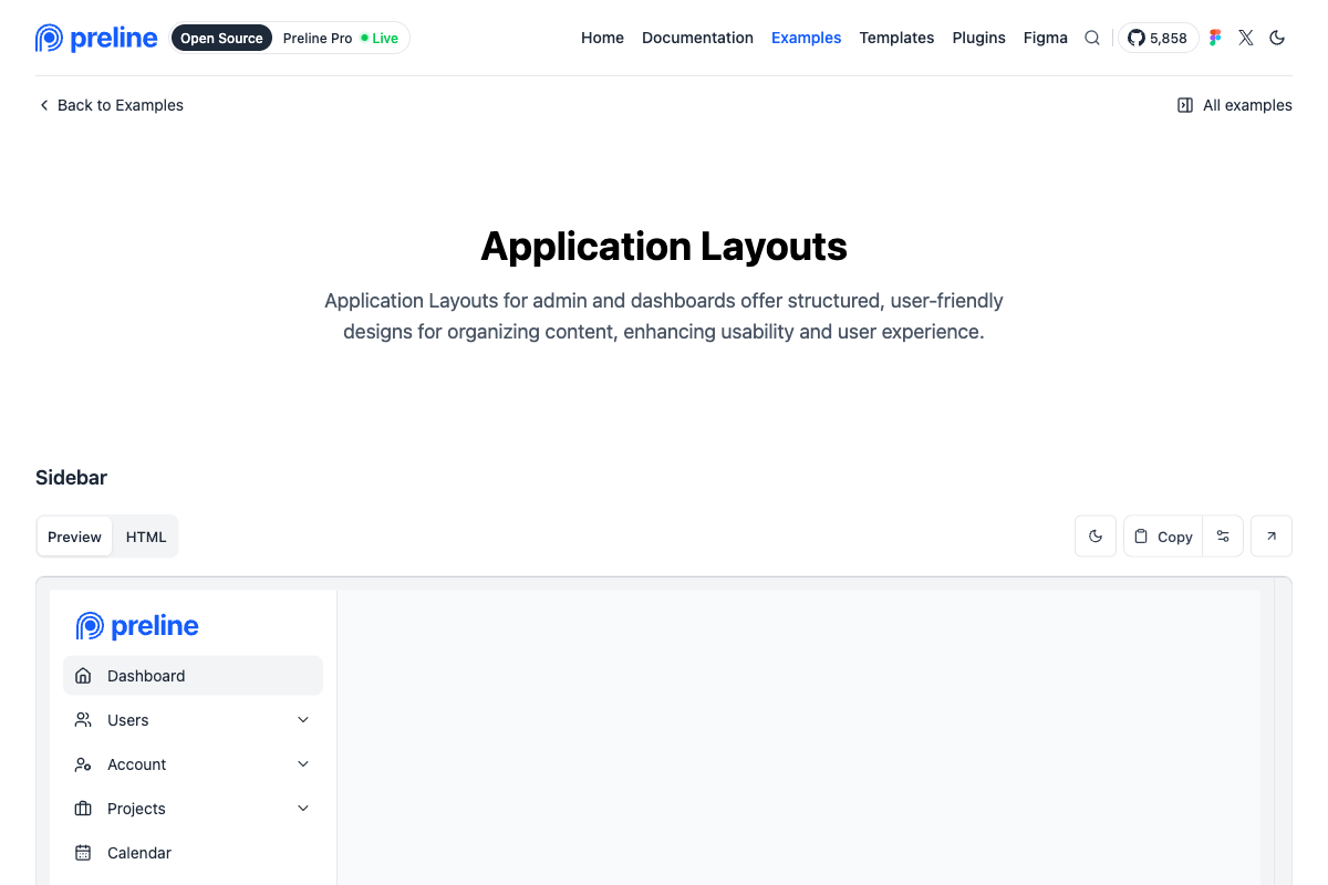 Preline UI Admin Screenshot