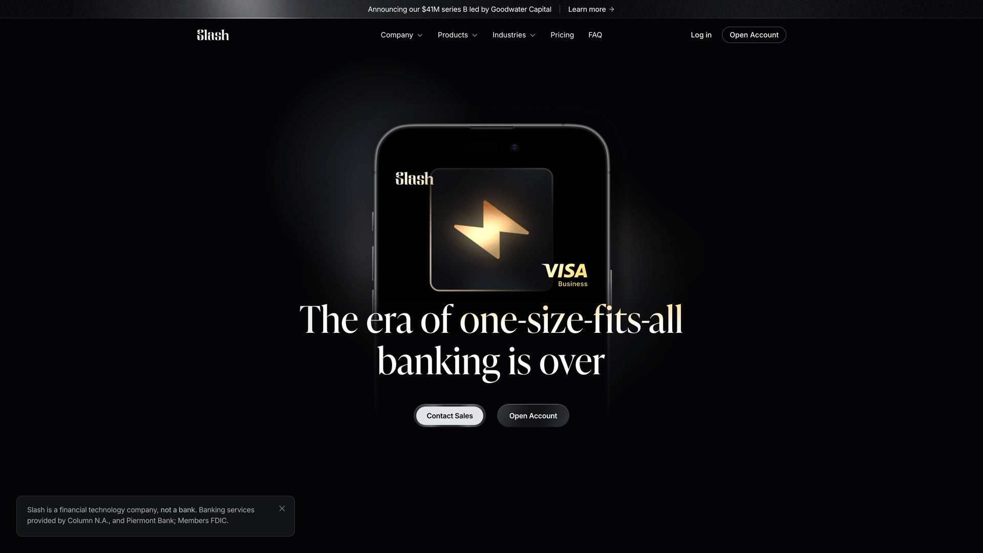 Slash - financial platform website screenshot