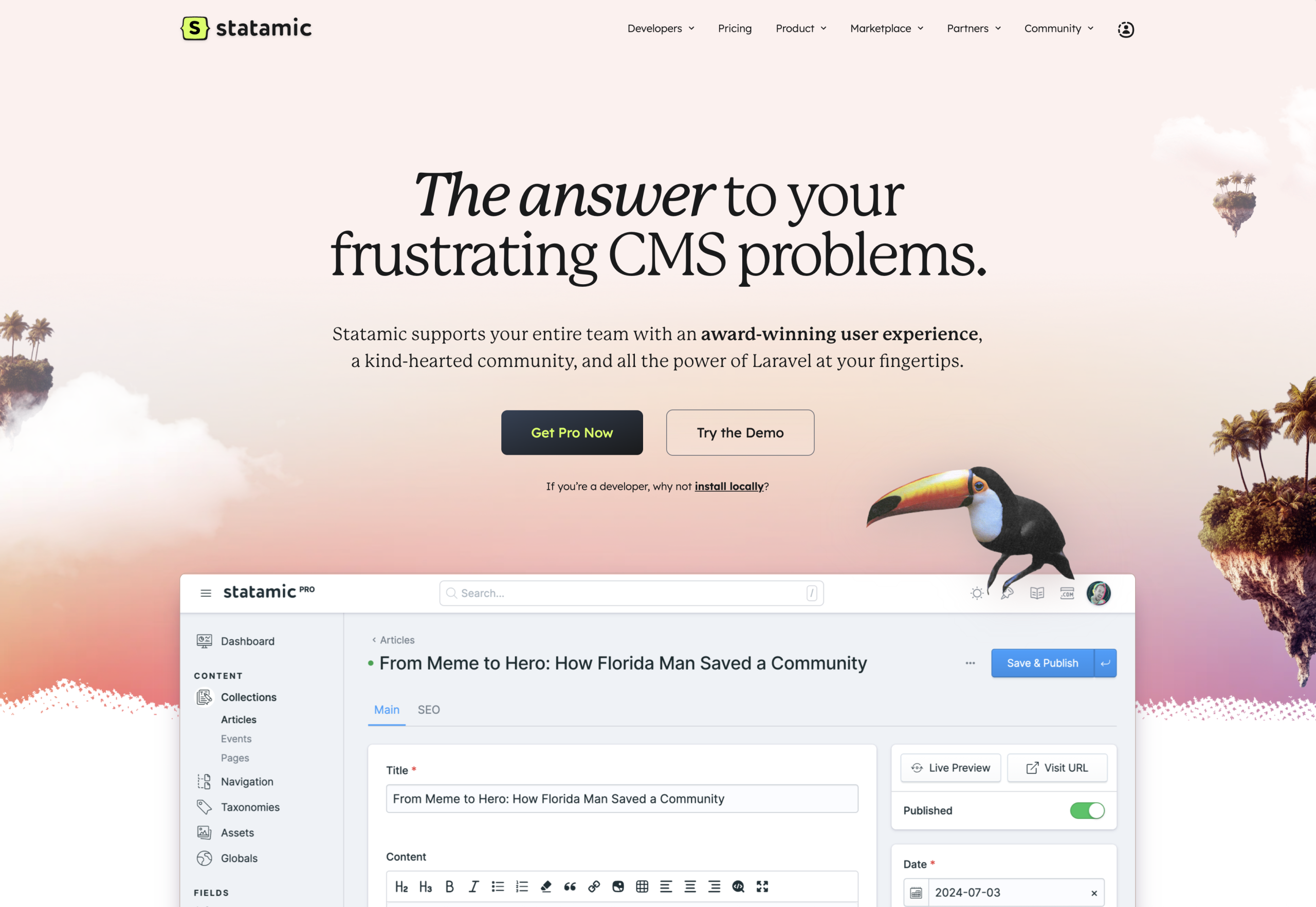 Statmic - CMS website using Tailwind CSS