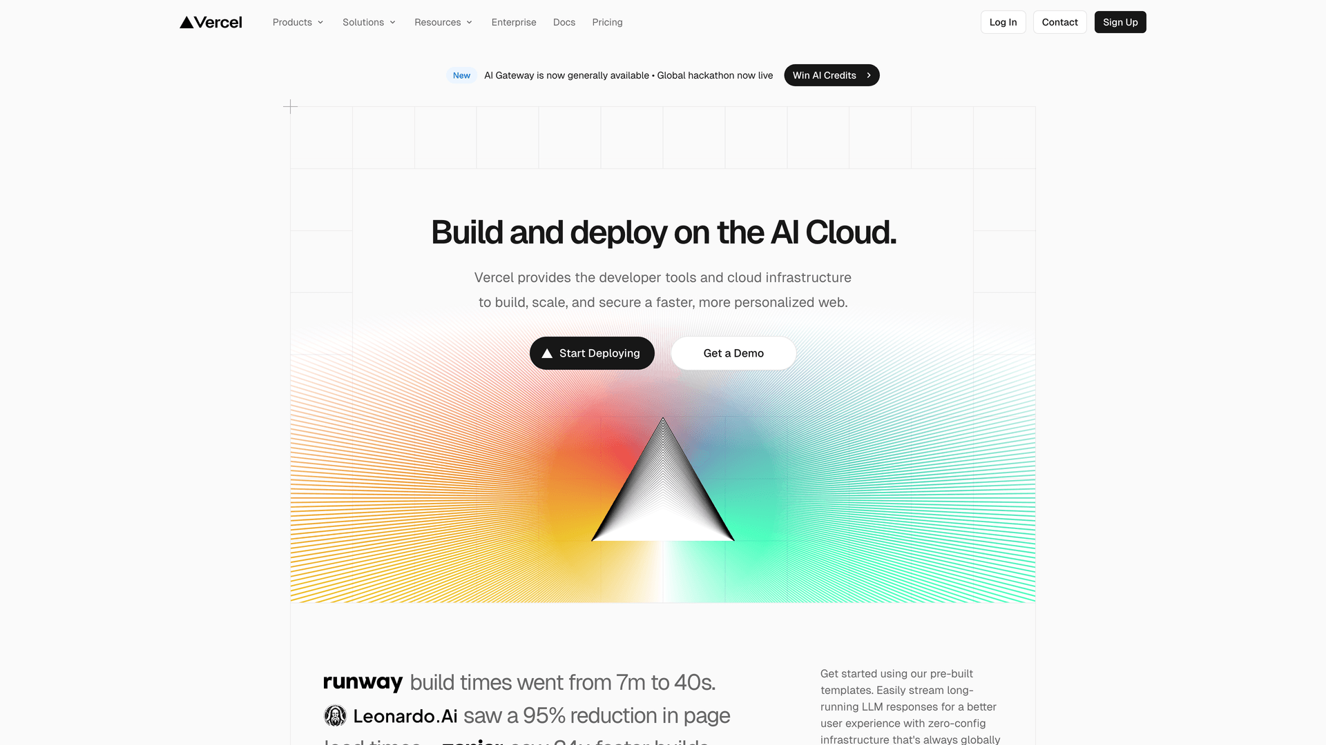 Vercel - development platform website screenshot