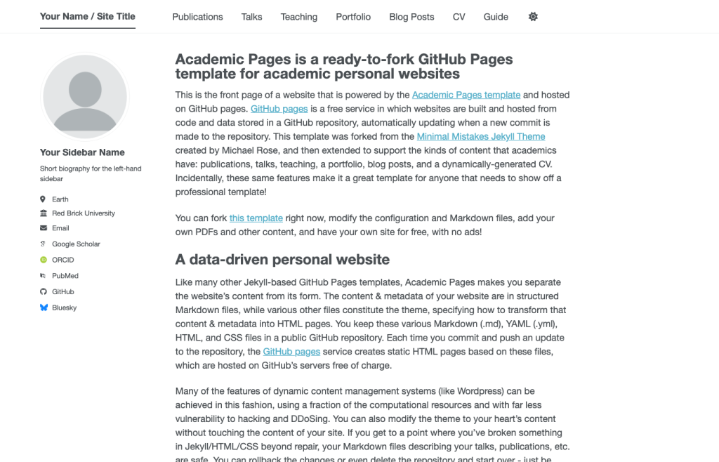Academic Pages - Jekyll Academic Portfolio Theme