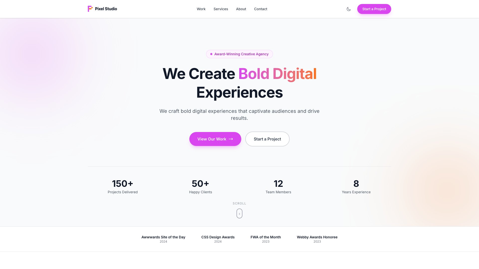 CreativeX - Premium Astro Digital Agency Template with Portfolio Grid, Team Section, and Award Badges
