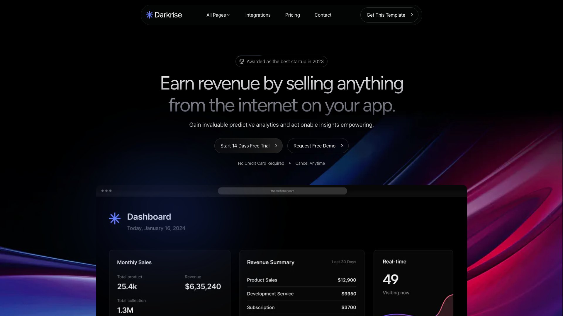 Darkrise - Premium Hugo SaaS and Startup Landing Theme with Analytics Dashboard and Customer Testimonials