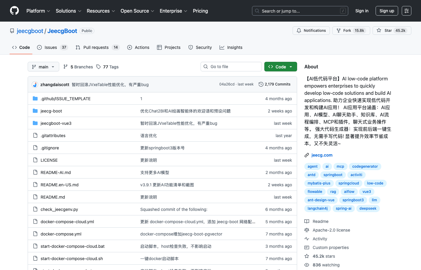 JeecgBoot - Enterprise AI low-code platform with Vue 3 frontend