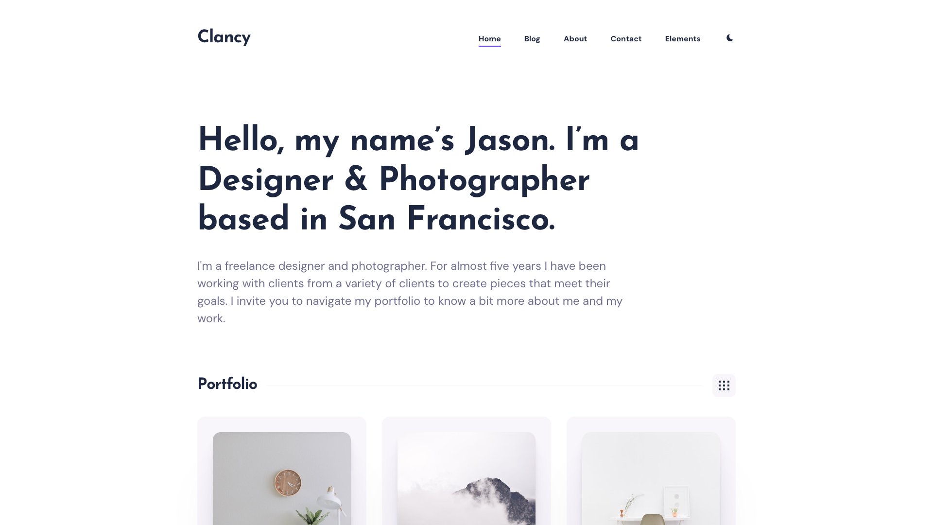 Clancy - Premium Elegant Portfolio Jekyll Theme for Designers and Photographers with Blog and Newsletter