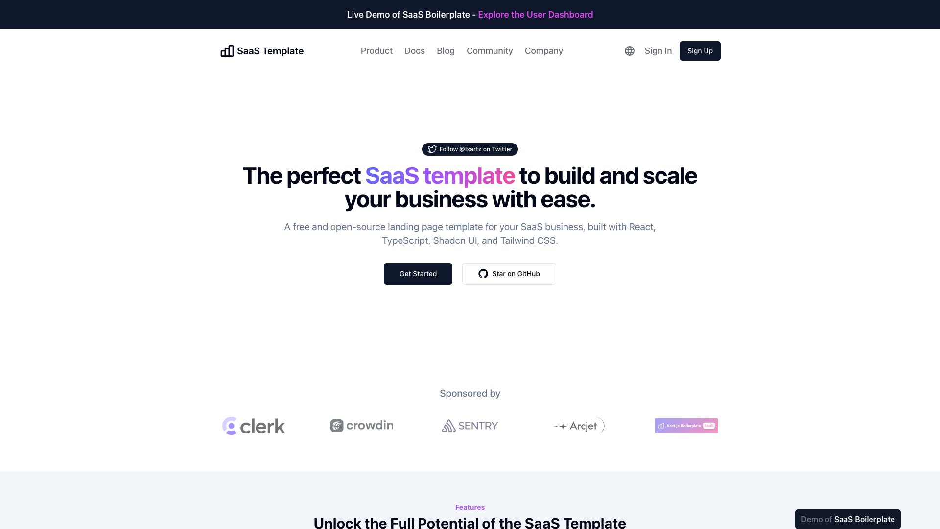 SaaS Boilerplate - Full-stack Next.js SaaS starter with landing page