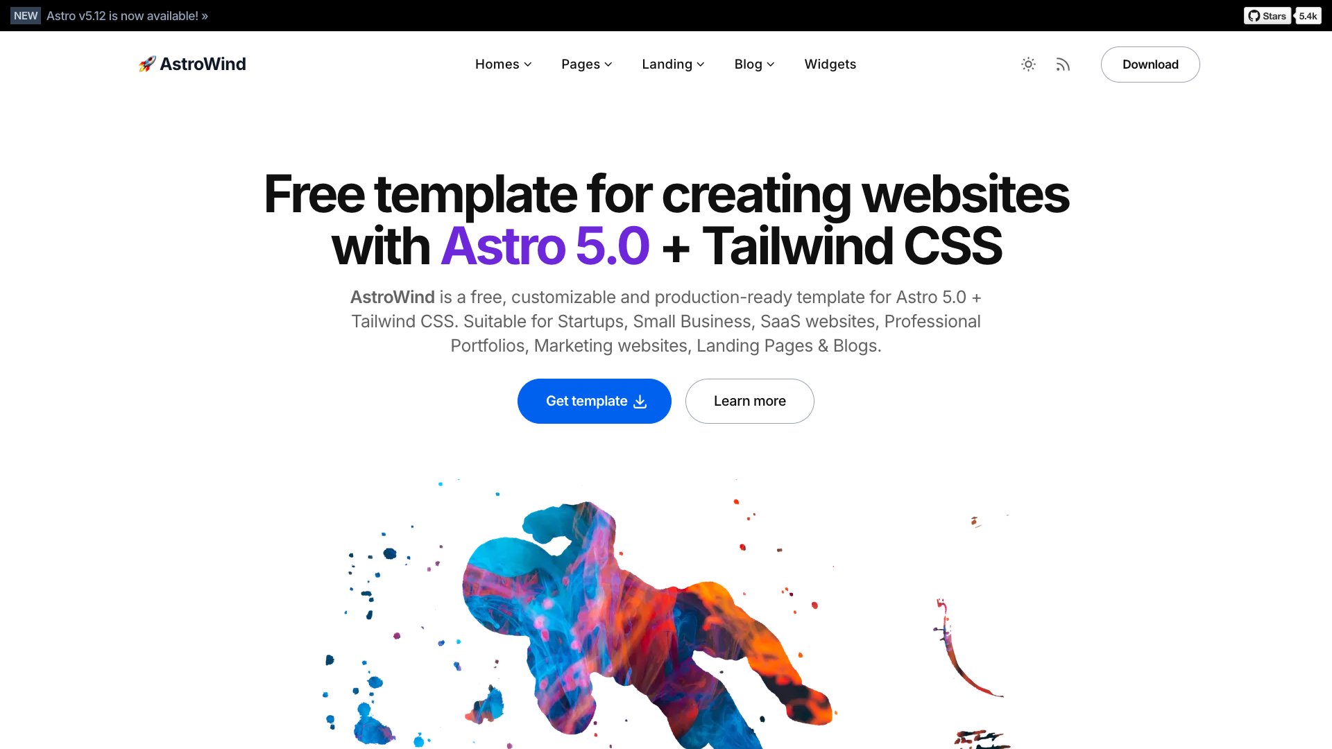 AstroWind - Most popular Astro + Tailwind CSS landing page template