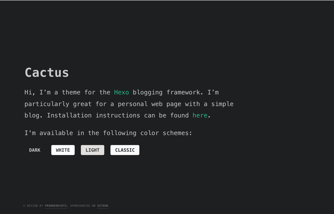 Cactus - Minimalist Hexo Blog and Portfolio Theme with Multiple Color Schemes