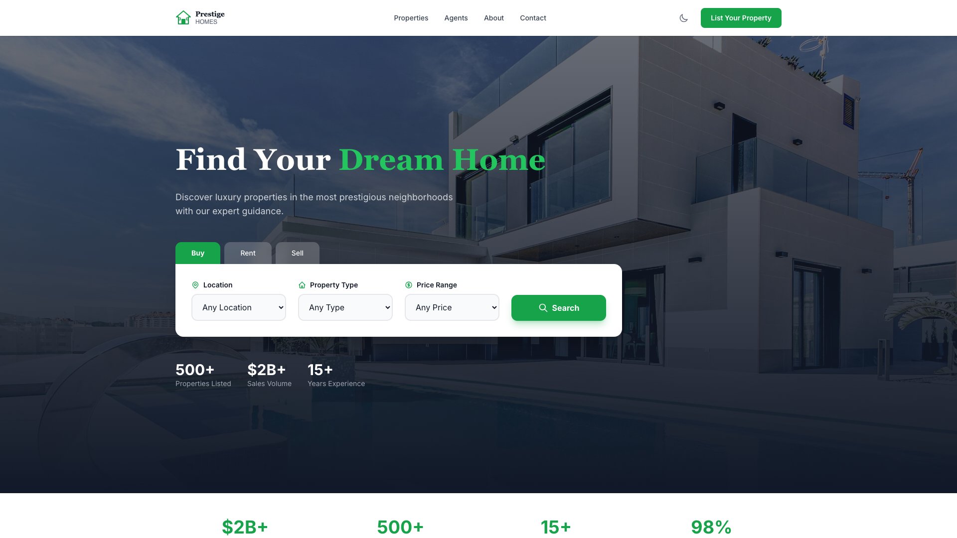 EstateHub - Premium Astro Real Estate Template with Property Listings, Agent Profiles, and Search Filters