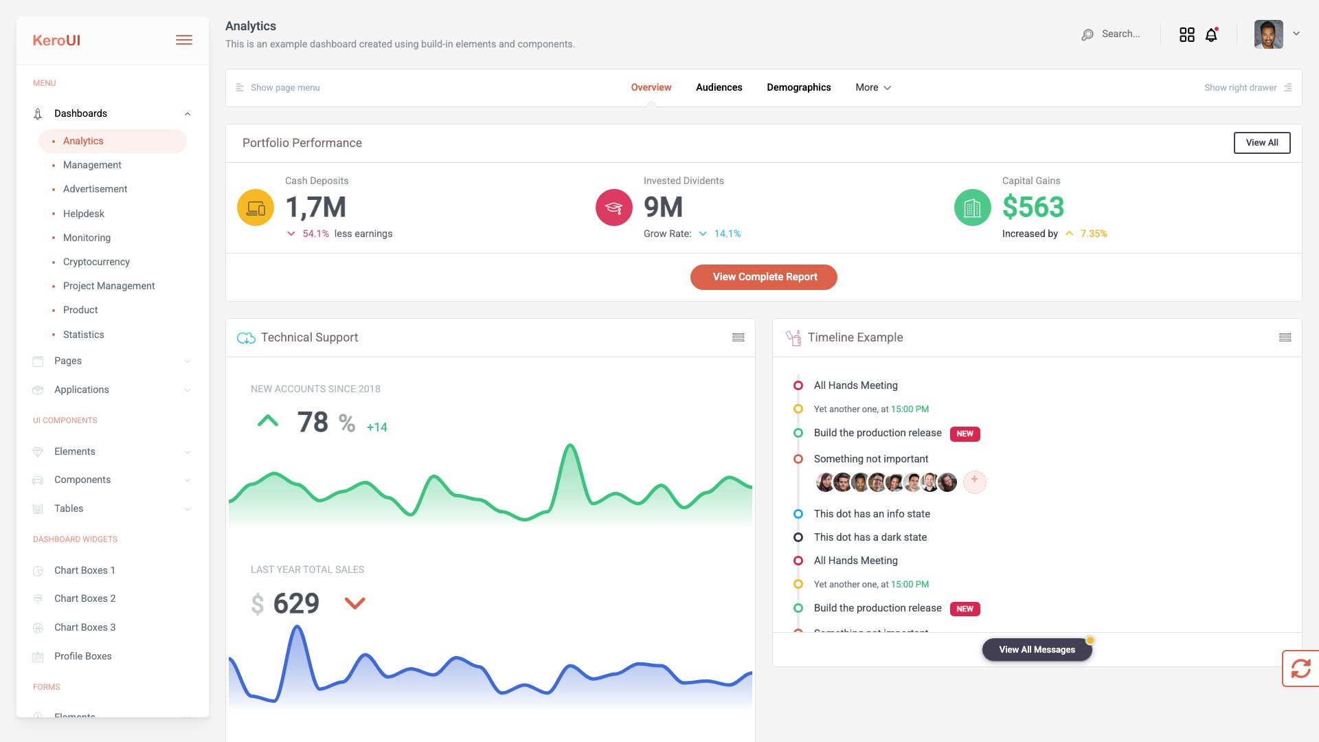 Kero - jQuery and Bootstrap 5 dashboard template