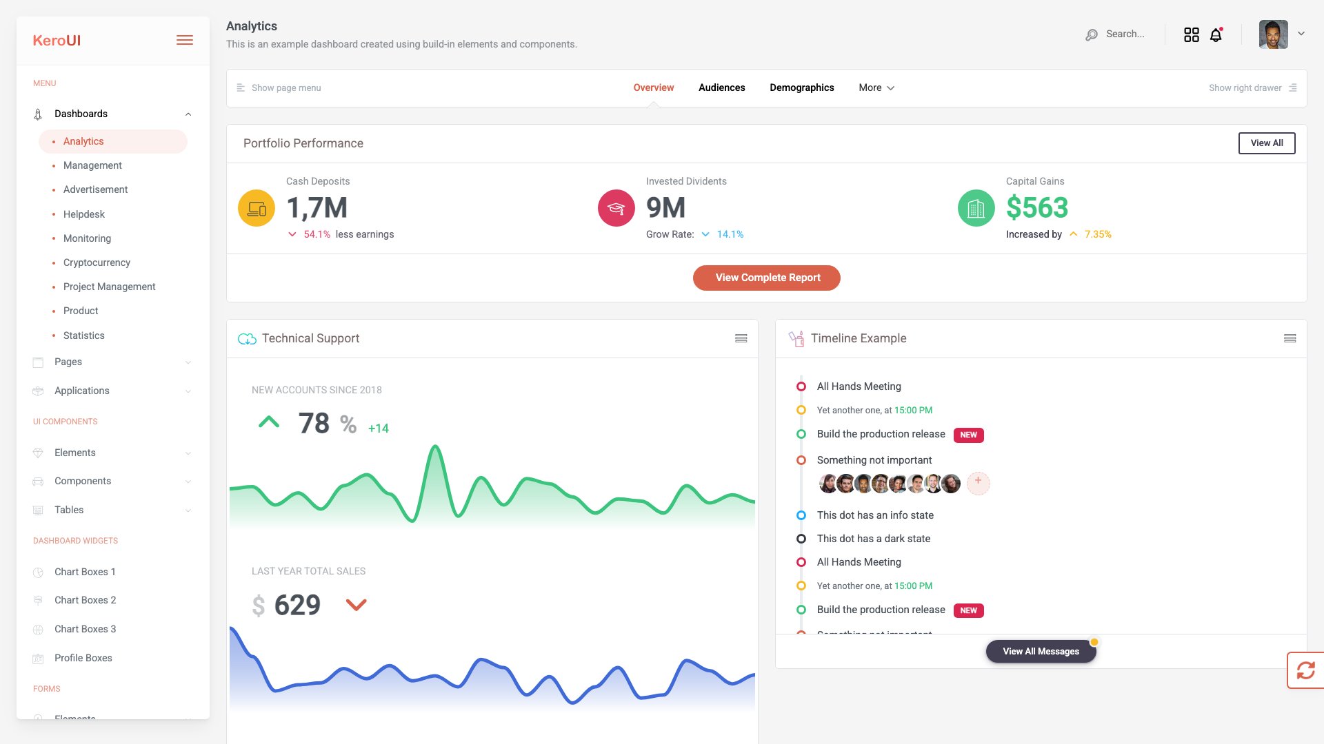 Kero - jQuery and Bootstrap 5 dashboard template