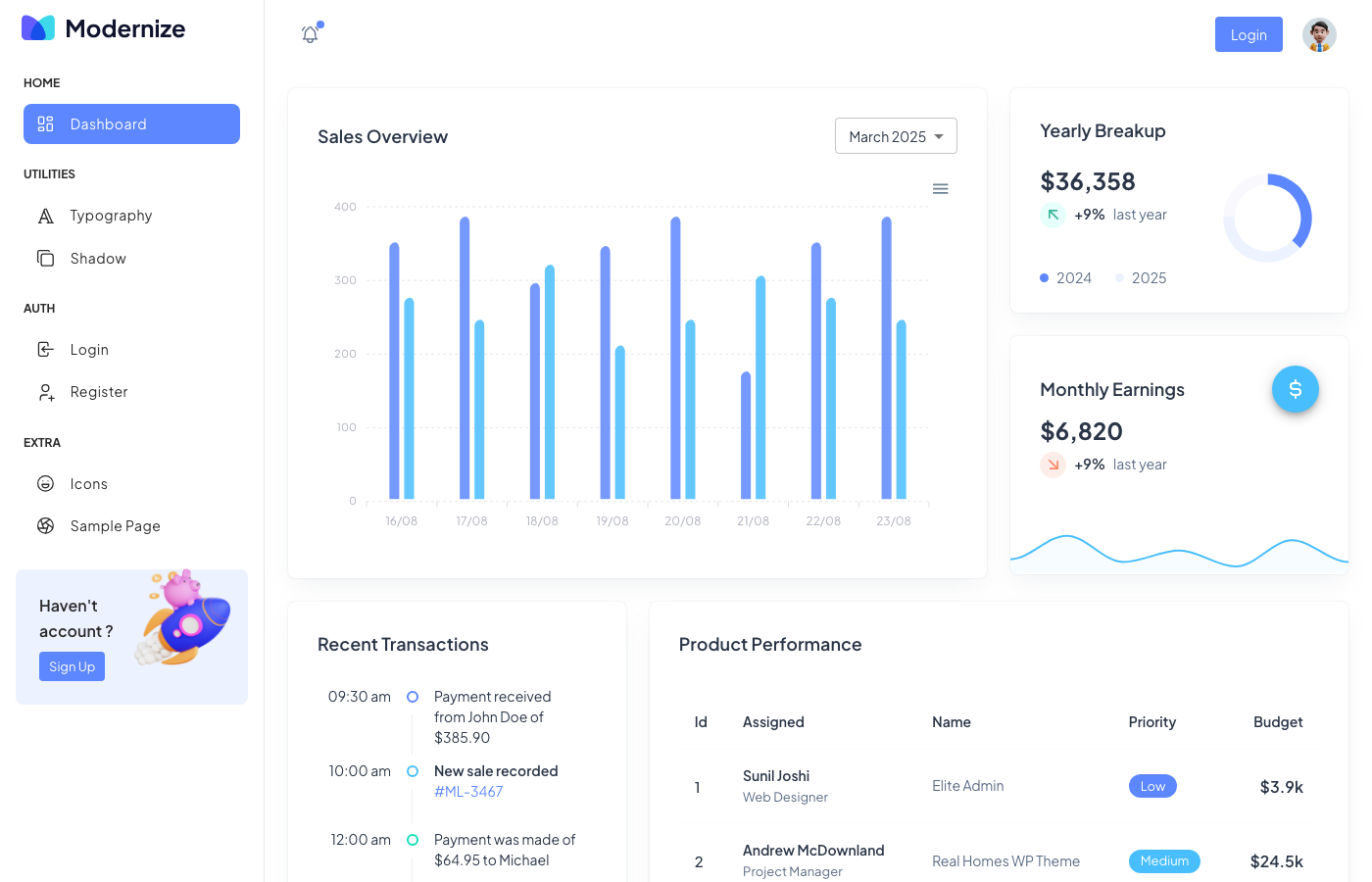 Modernize Next.js Free - Material UI v7 Next.js Admin Dashboard