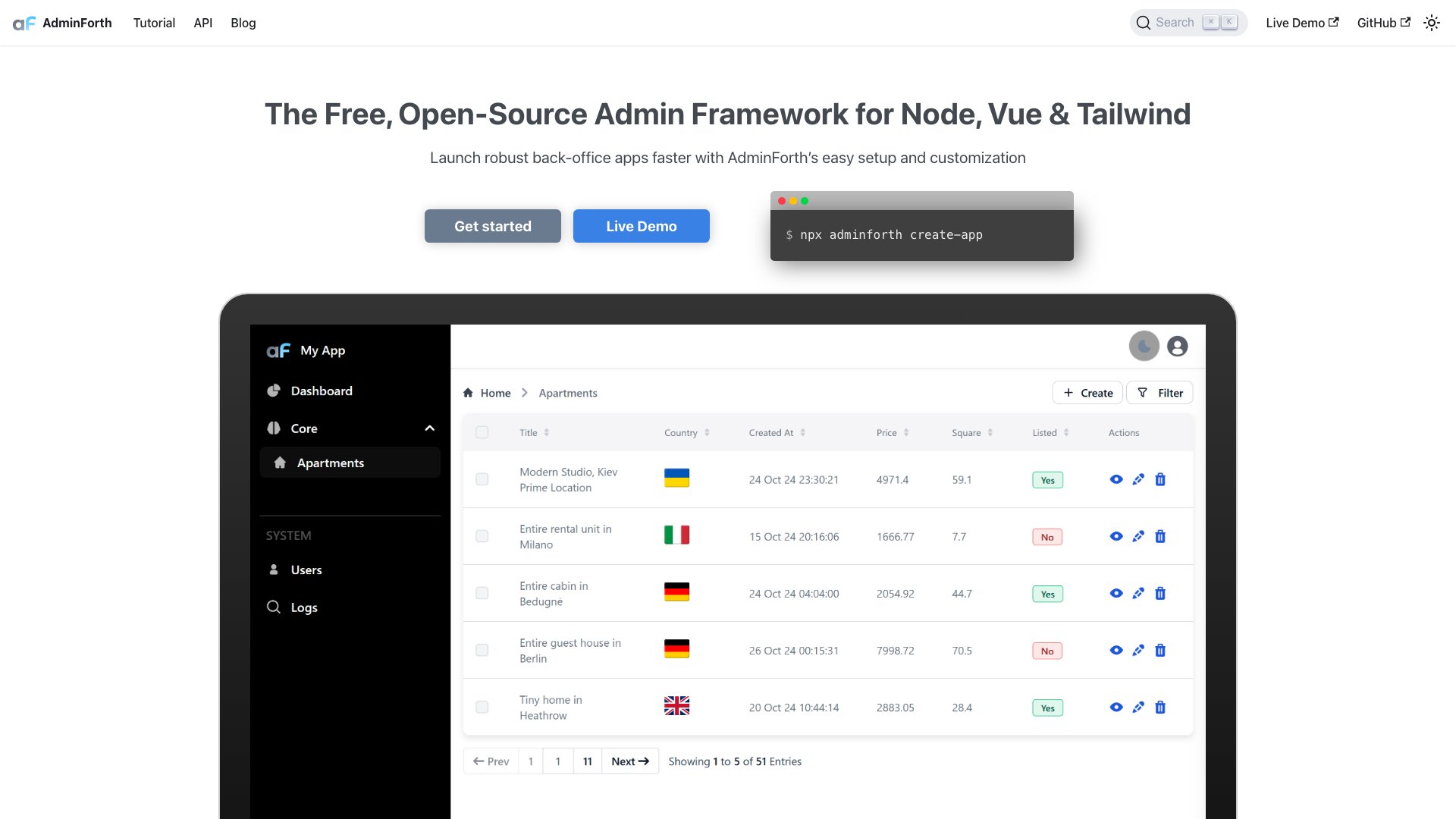 AdminForth - Vue 3 and Node.js admin framework with Tailwind CSS and plugin ecosystem