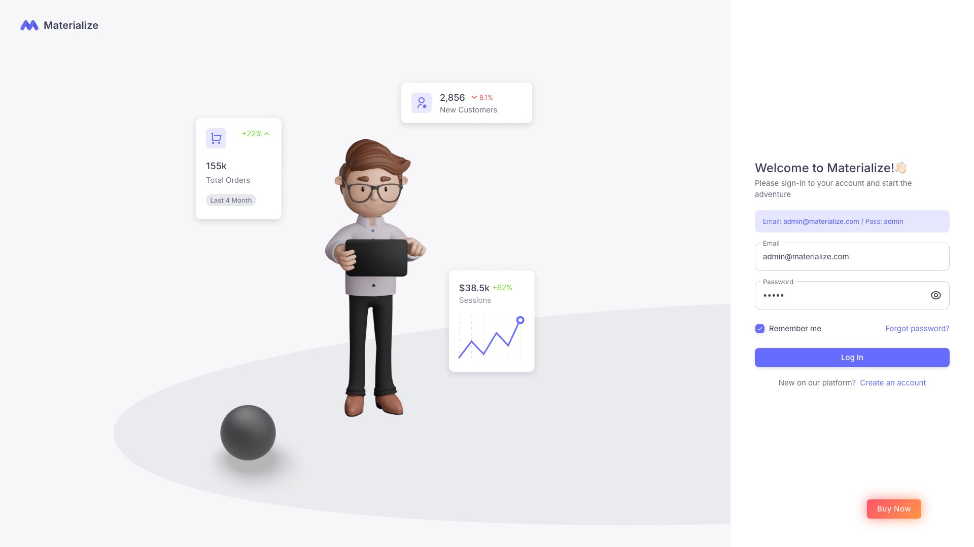 Materialize - Material Design React admin template by PIXINVENT