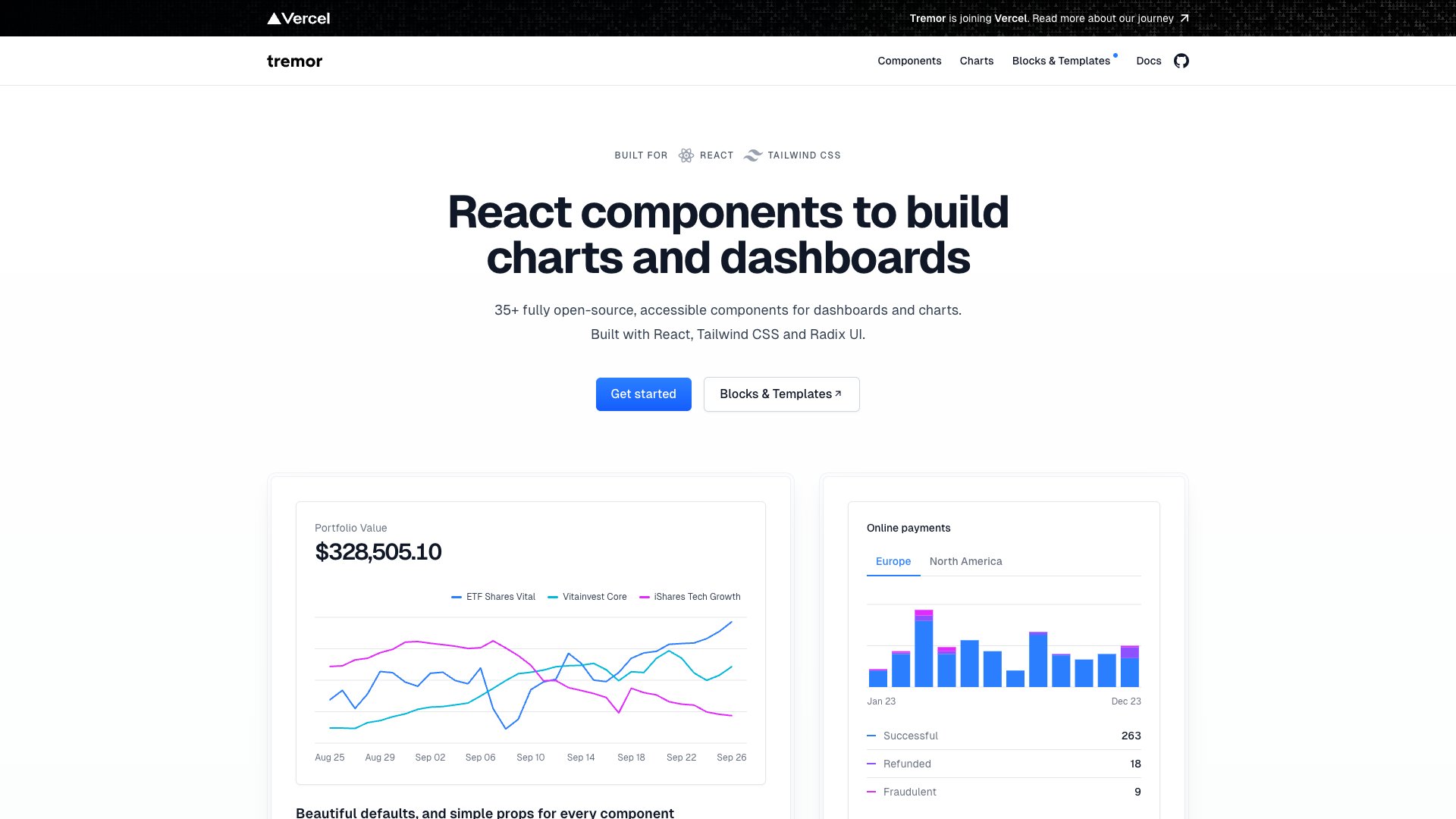 Tremor - React component library for analytics dashboards