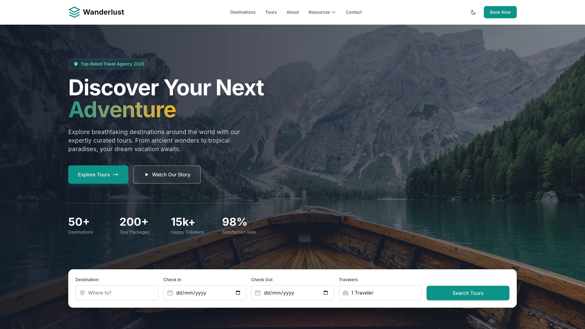 Wanderlust - Premium Astro Travel Agency Template with Destination Showcase, Tour Packages, and Booking CTAs