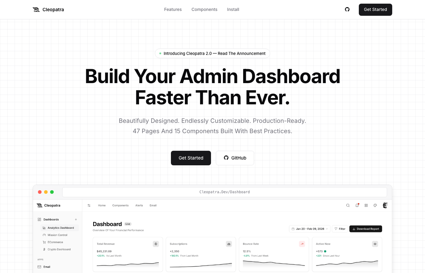 Cleopatra - Free Tailwind CSS Admin Dashboard with Vite