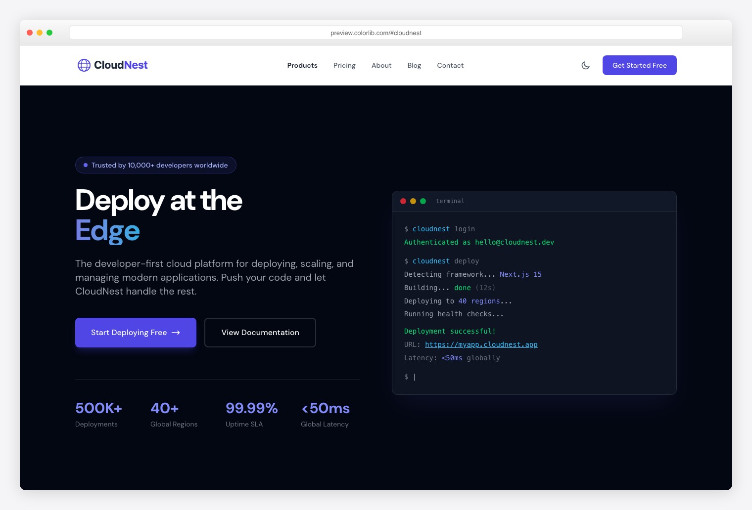 CloudNest - Premium Tailwind CSS Cloud Hosting Template with App Hosting, Managed Databases, and Edge Functions