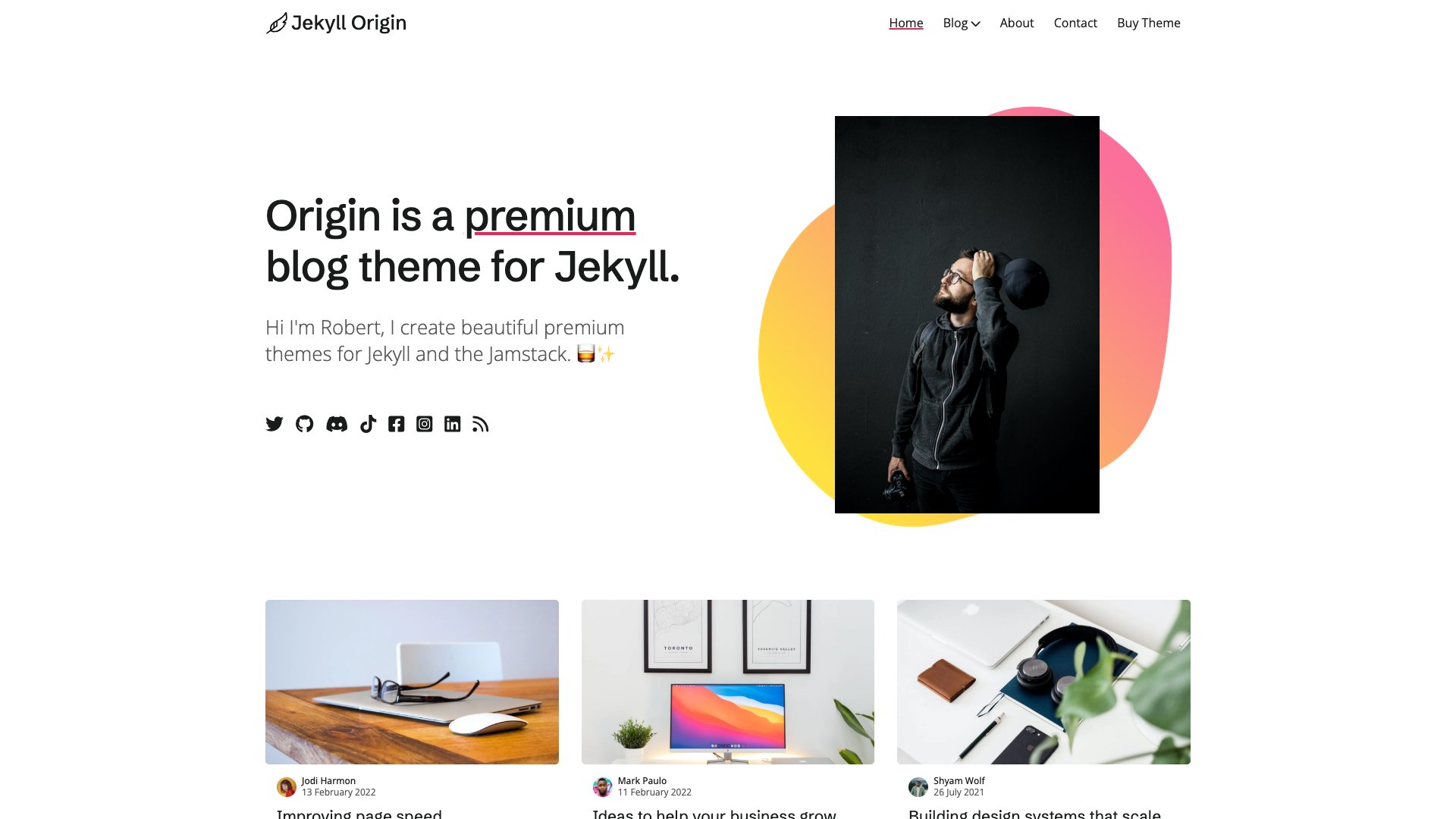 Jekyll Origin - Premium Blog Theme with Three Layout Variations Dark Mode and Cookie Consent Management