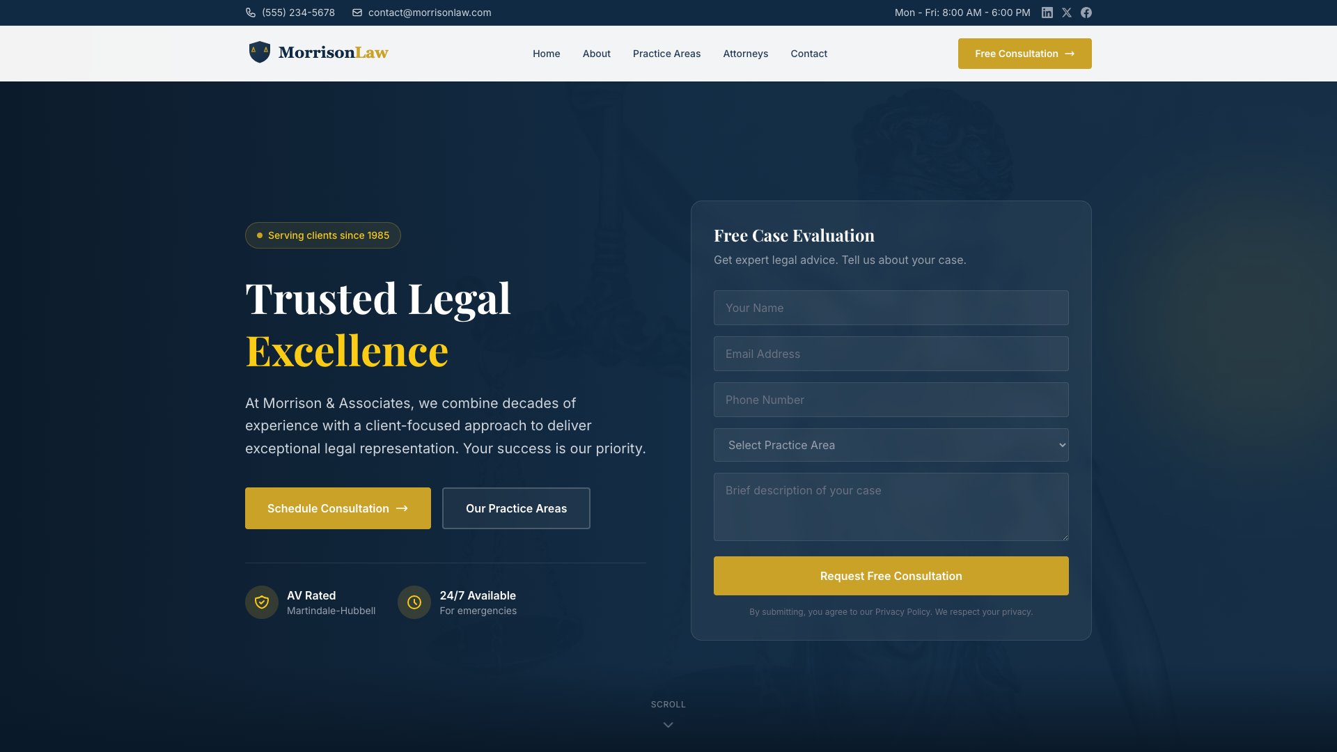 LegalEdge - Premium Astro Law Firm Template with Practice Areas, Attorney Profiles, and Case Results