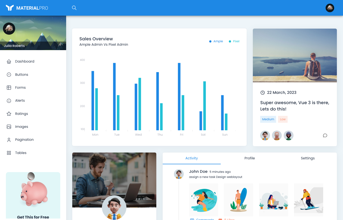 MaterialPro Next.js Free - Material UI v7 Next.js Admin Dashboard