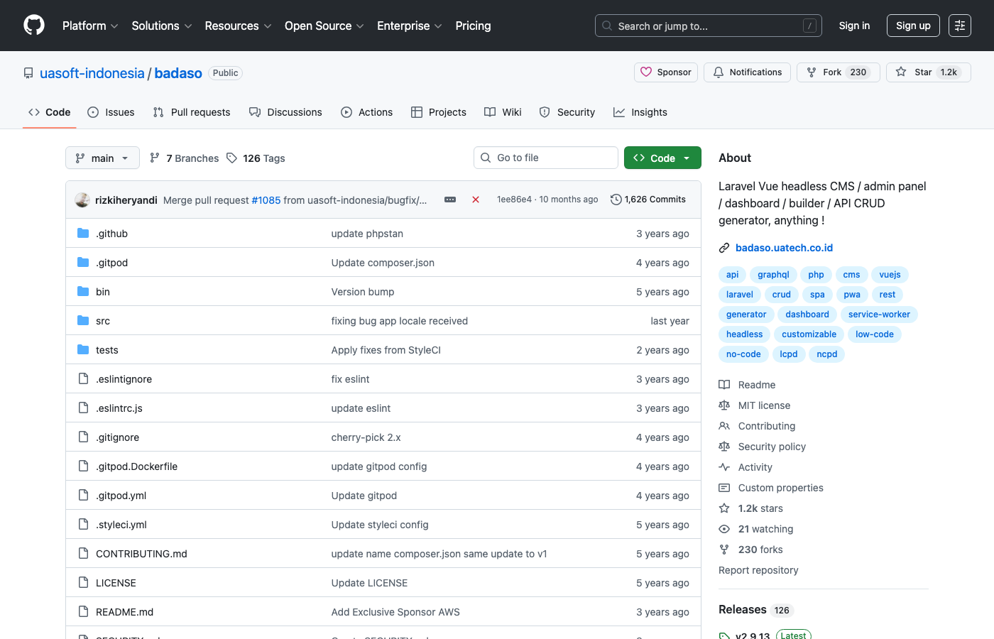 Badaso - Laravel Vue Headless CMS and Admin Panel with REST API