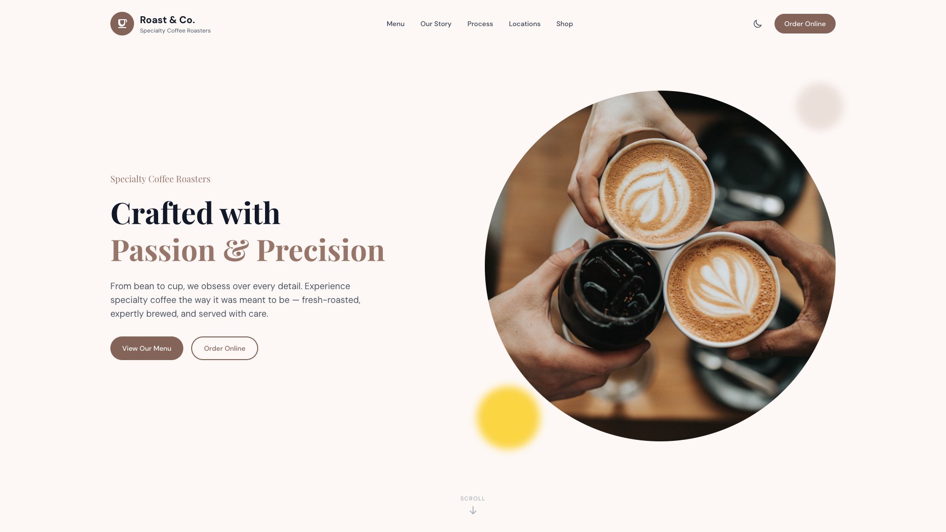 Brewhouse - Premium Astro Coffee Shop Template with Menu Display, Multiple Locations, and Origin Story