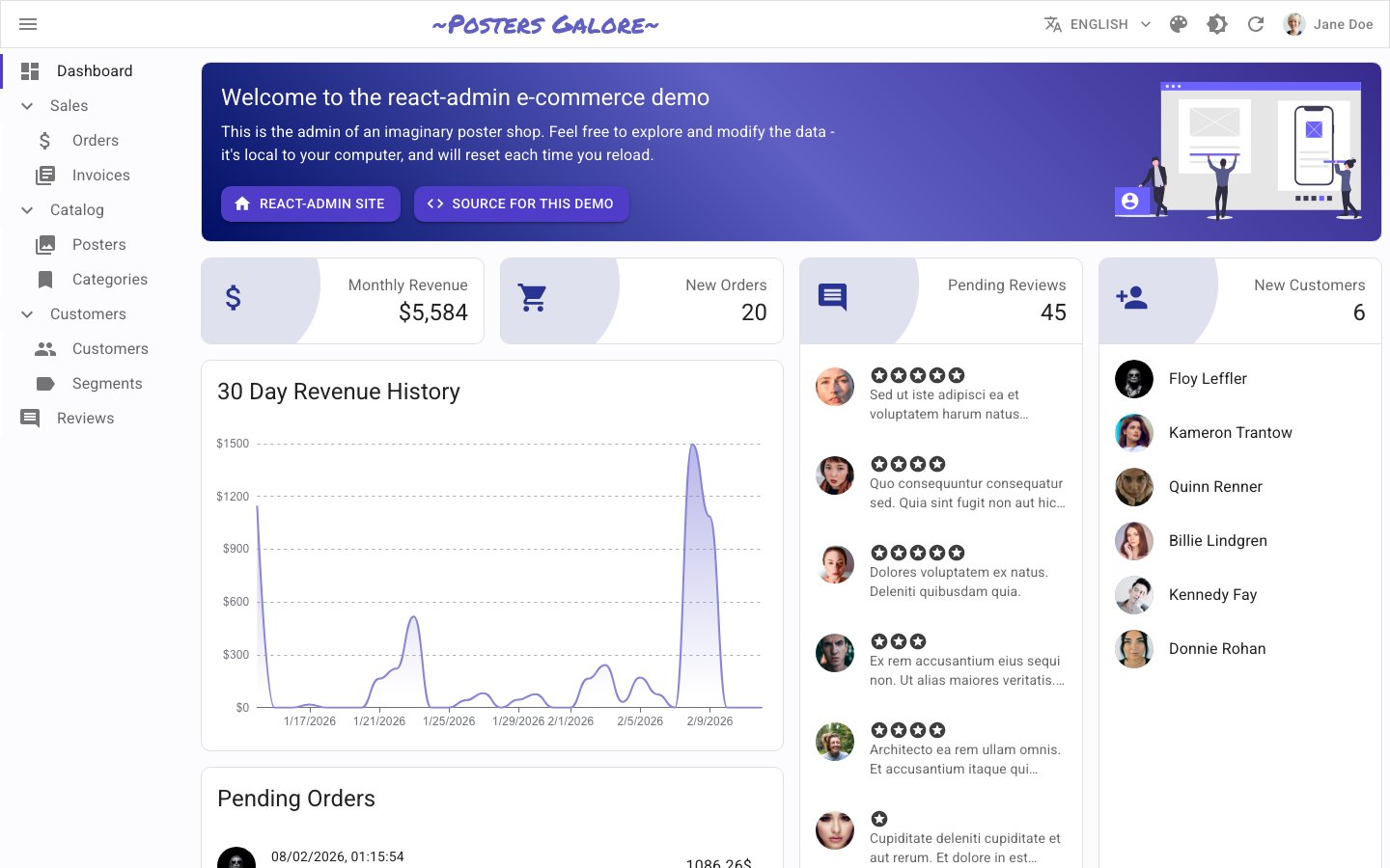 react-admin - Open-source React framework for admin applications