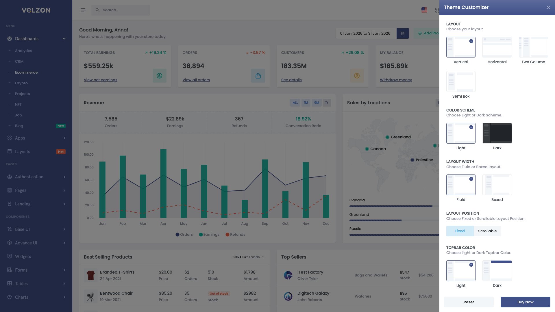 Velzon Bootstrap admin panel