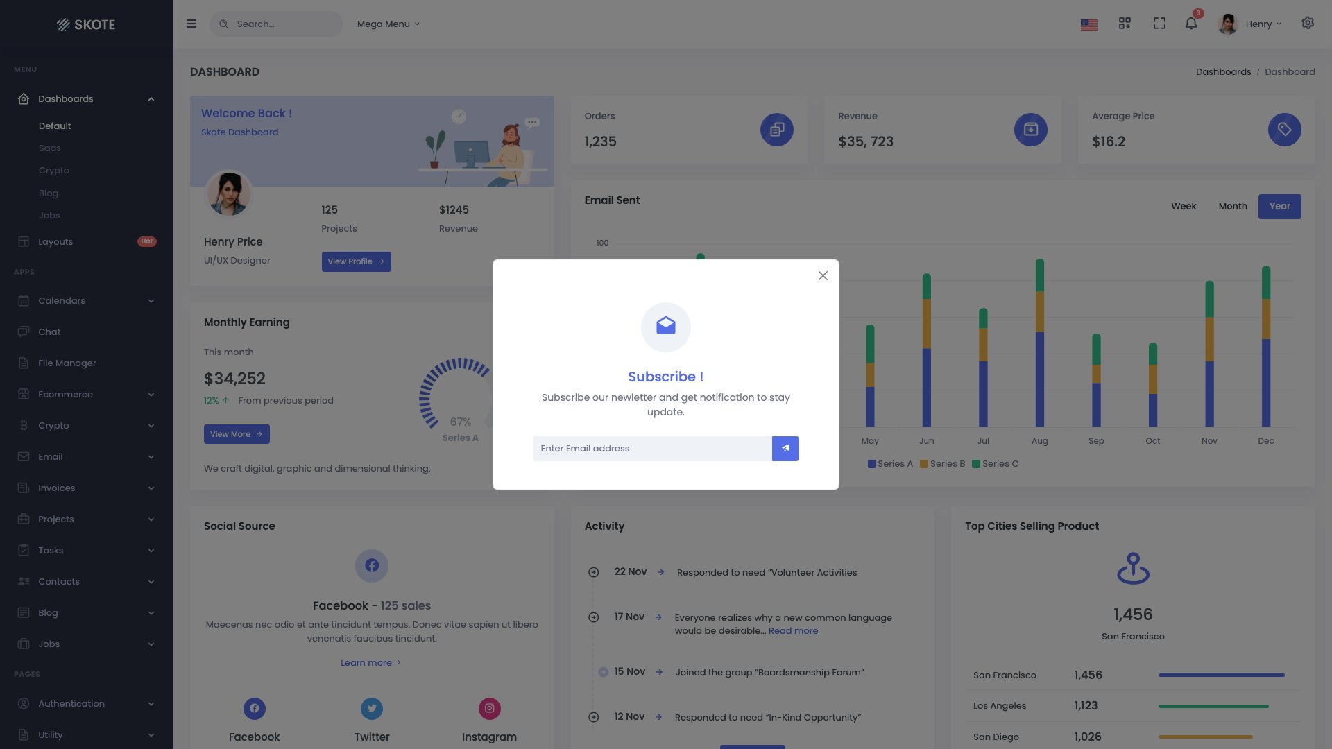 Skote Node.js - Premium Bootstrap 5 admin dashboard with dark mode, RTL support, and multiple use case layouts