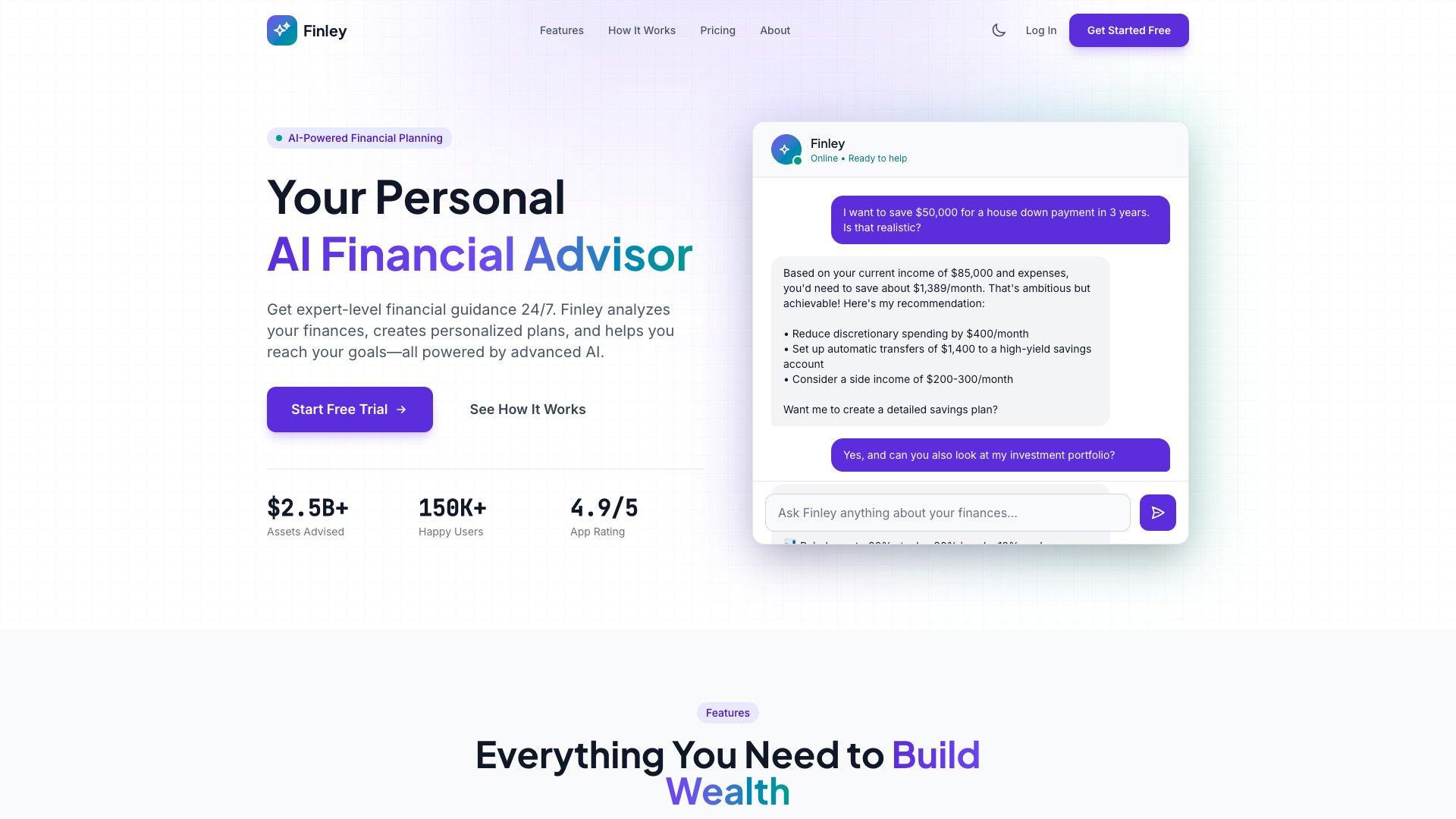 WealthWise - Premium Astro Financial Advisor Template with AI Features, Goal Tracking, and Dashboard Preview
