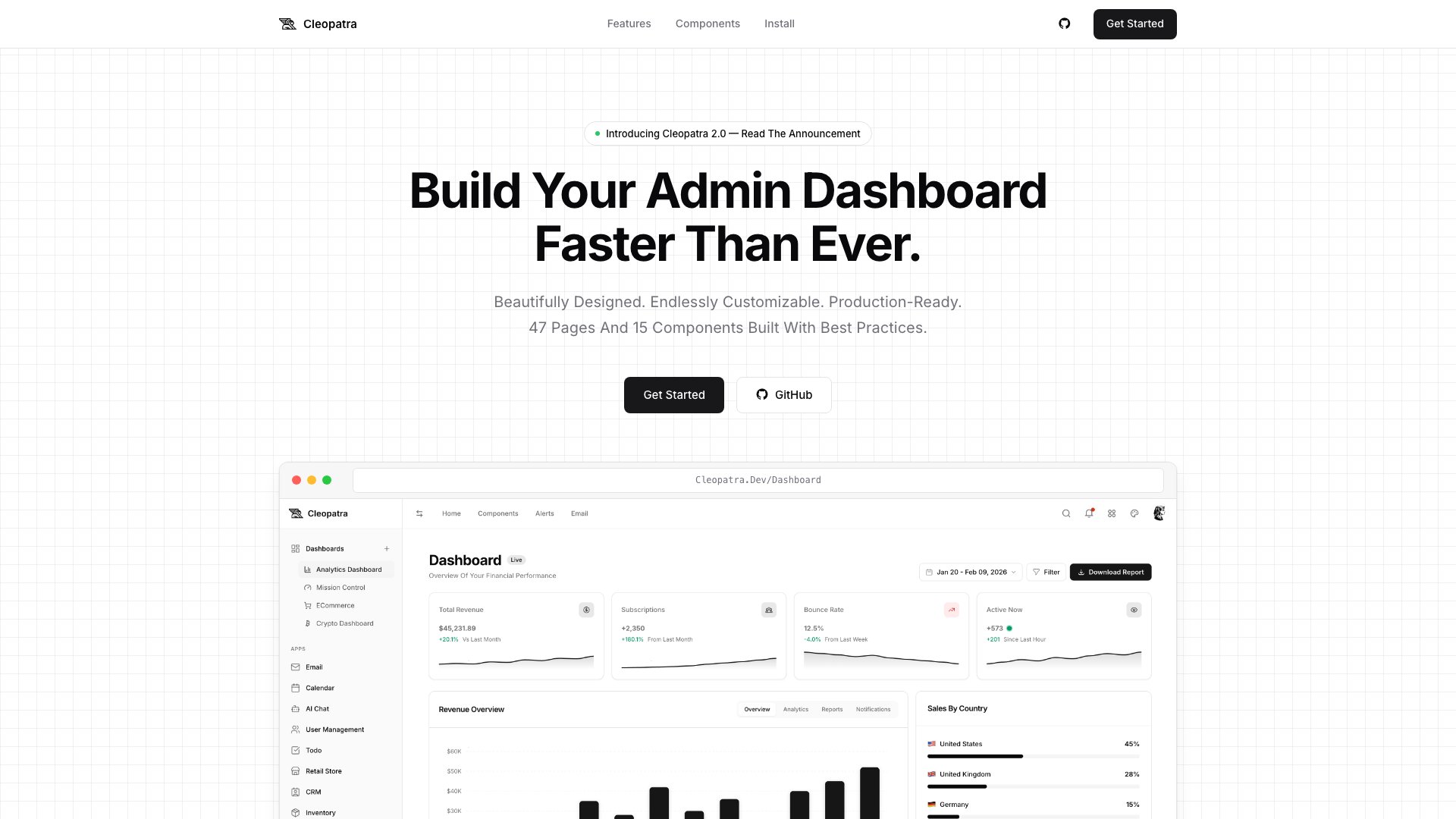 Cleopatra - Free Tailwind CSS Admin Dashboard with Vite