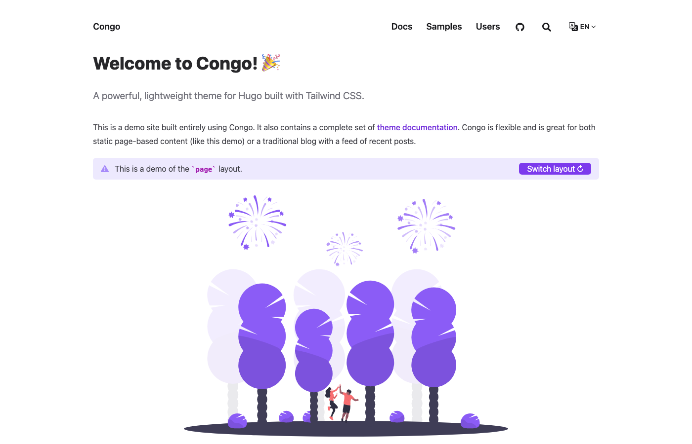 Congo Hugo Theme - Free Tailwind CSS Blog Theme with Perfect Lighthouse Scores and Multiple Color Schemes