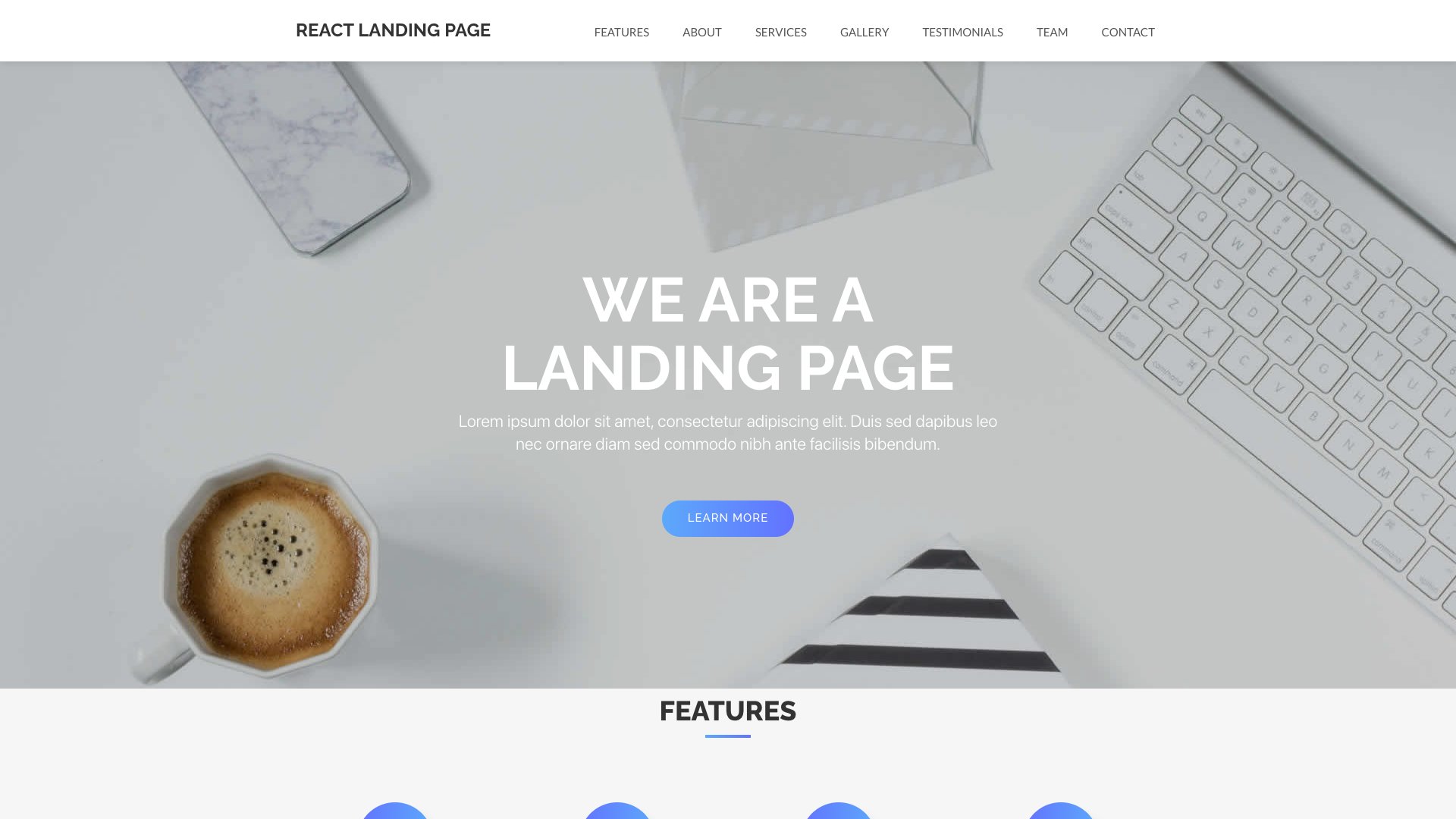 React Landing Page Template - Simple one-page template for startups