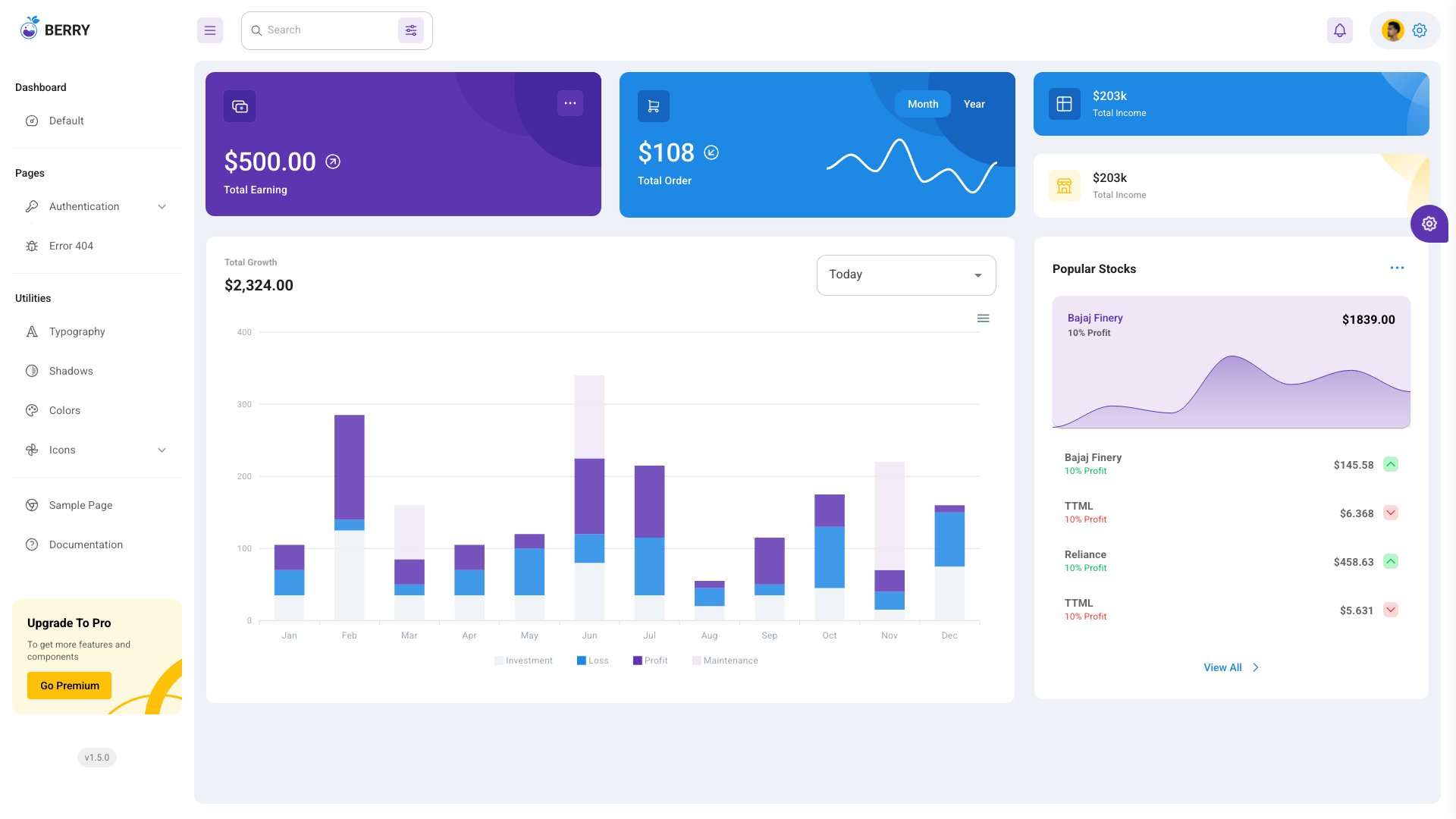 Berry Vue free admin template