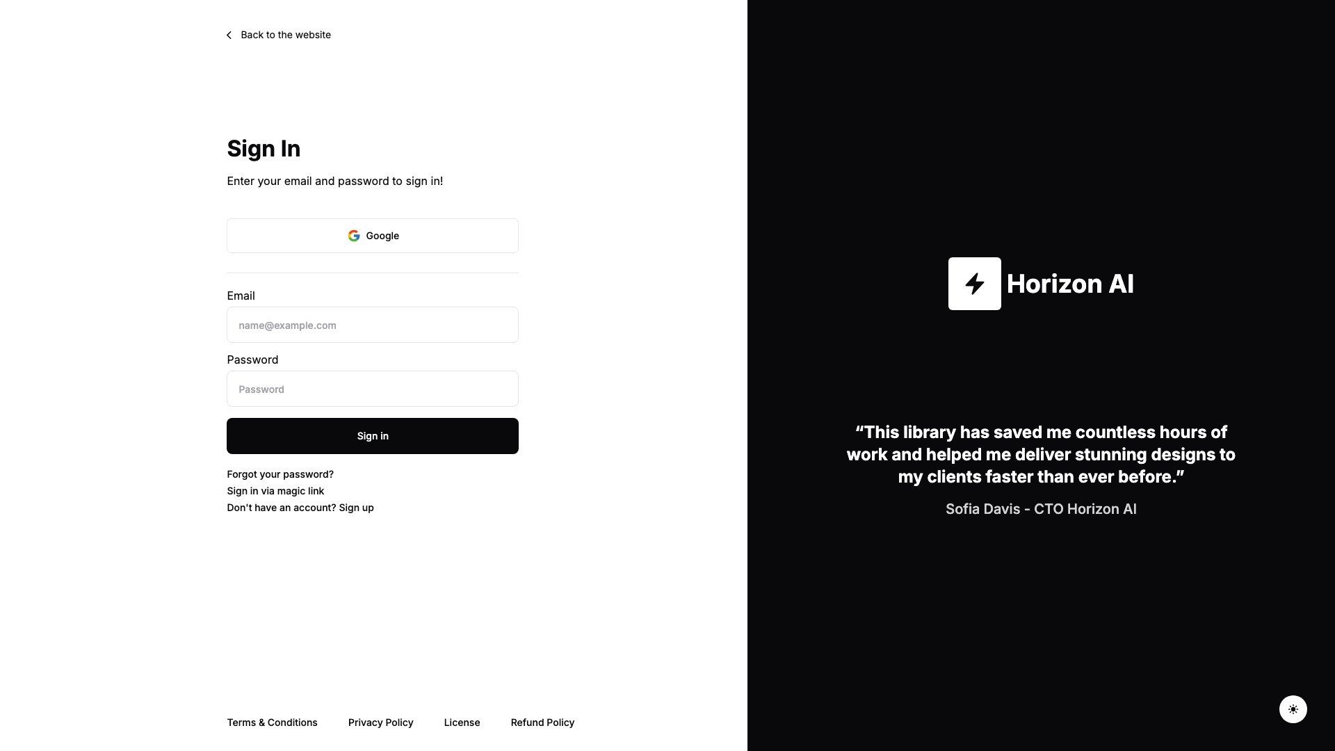 Horizon UI shadcn Boilerplate - AI-Themed Next.js Admin Dashboard