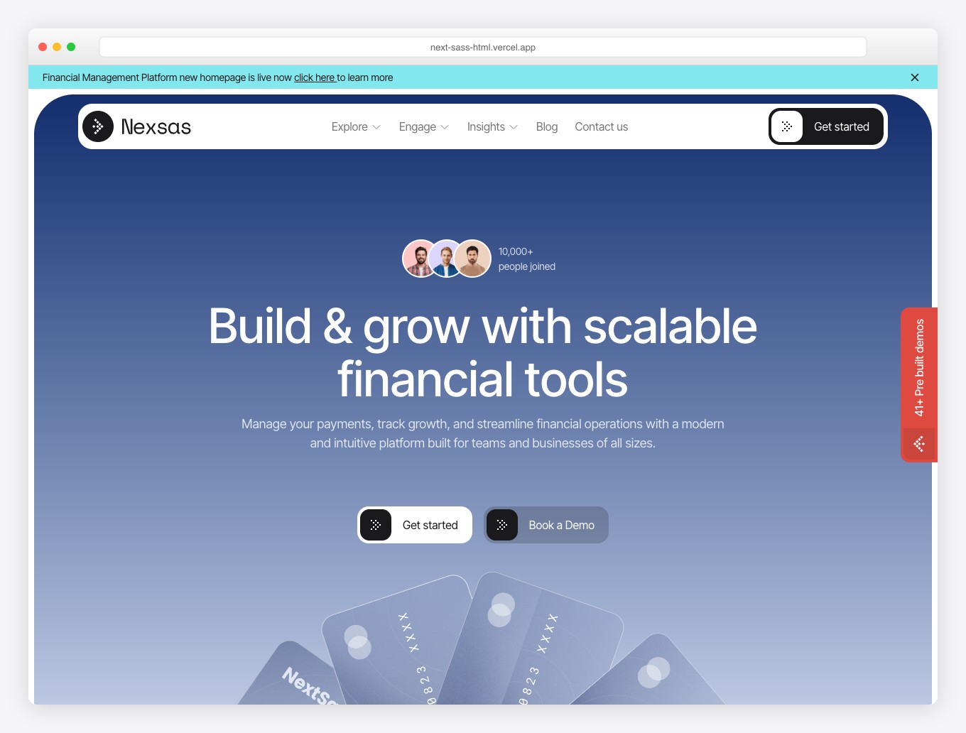 Nexsas - SaaS and Startup Tailwind Template with 41 Demos, 1800+ Sections, and GSAP Animations