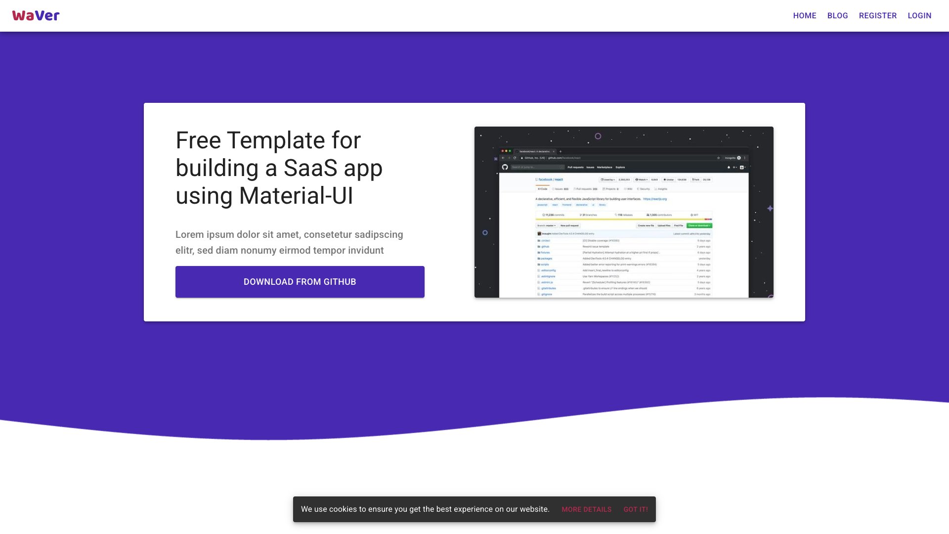 React SaaS Template - Landing page and admin dashboard in one